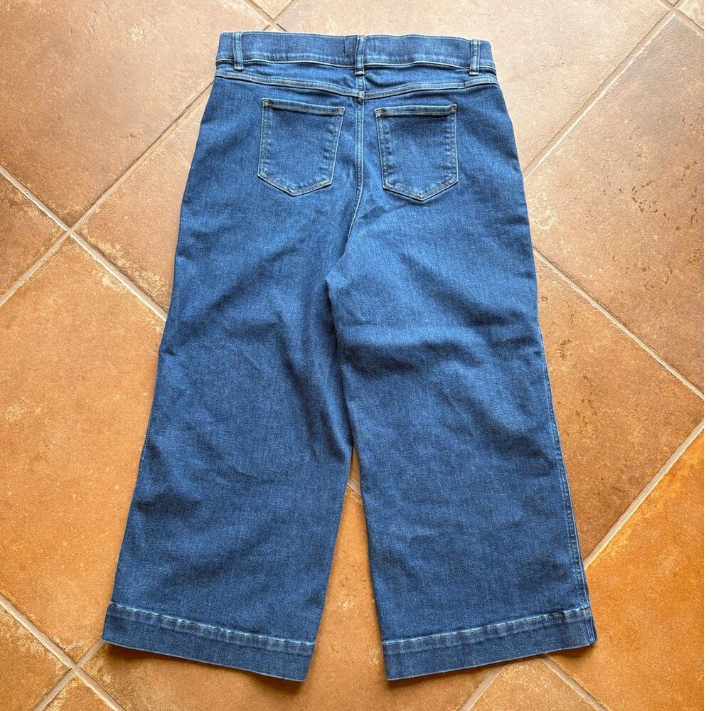 Spanx Wide Leg Cropped High Waist Pull On Jeans - Medium Wash size XL - Picture 8 of 8